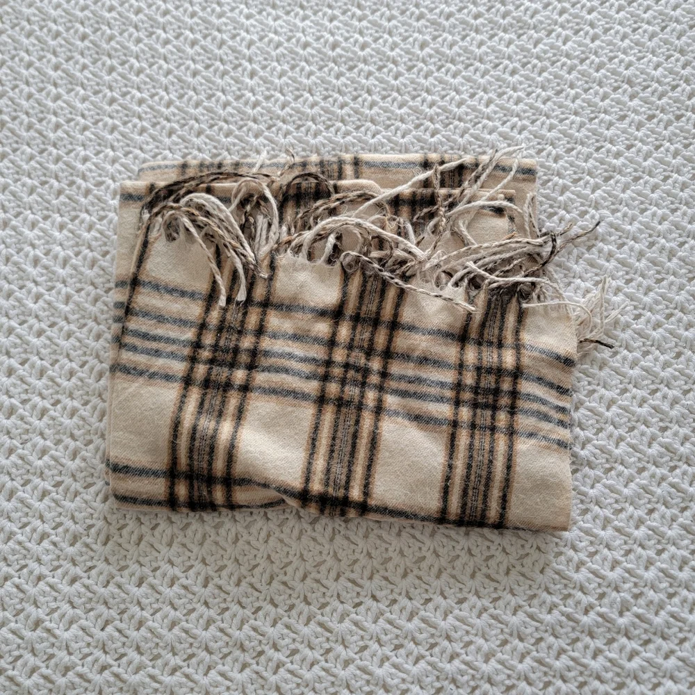 H&M Plaid Scarf Cream/Brown Fall Winter